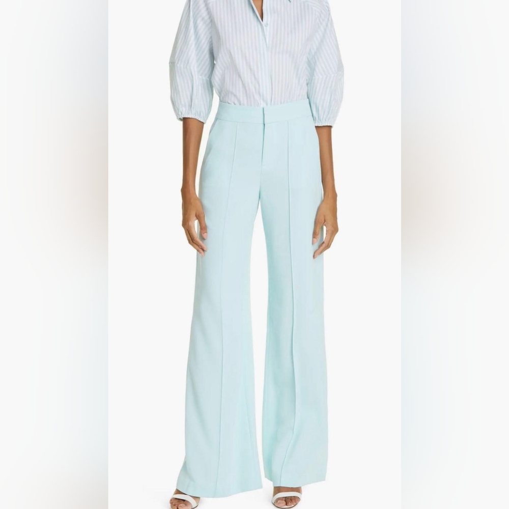 Alice+Olivia Dylan High-Waist Wide Leg Pant Blue